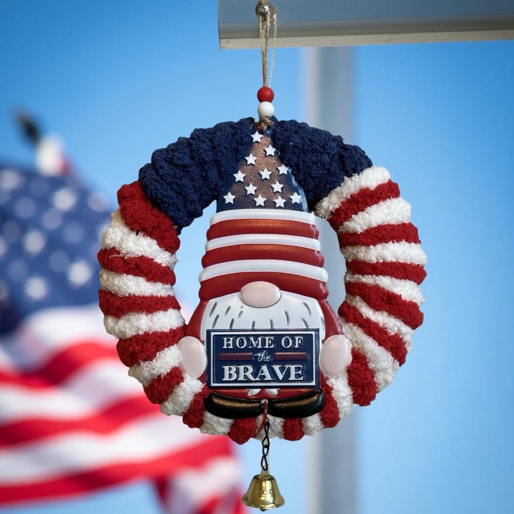 Patriotic Gnome Wreath with Bell